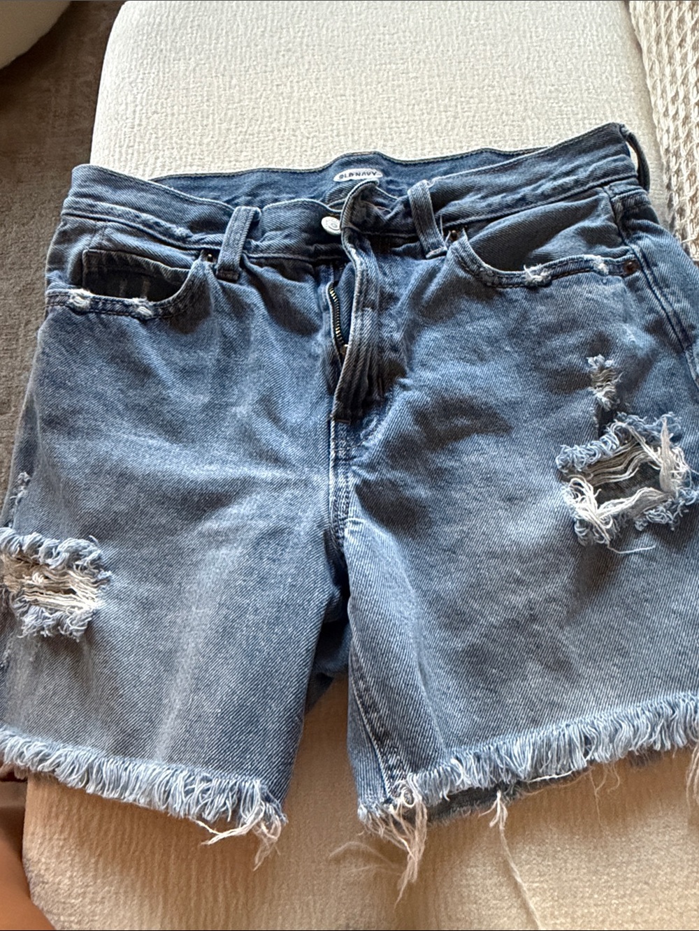Old Navy Distressed Light Blue Denim Shorts